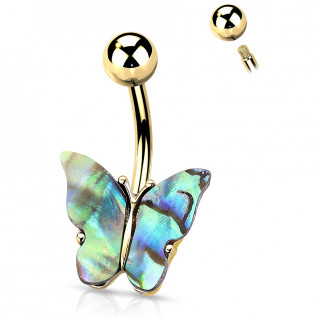 Piercing nombril papillon Dor  ailes d'abalone