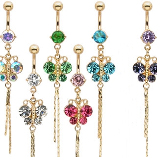 Piercing nombril papillon et cha�nes