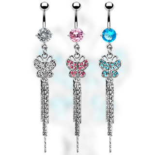 Piercing nombril papillon et filaments