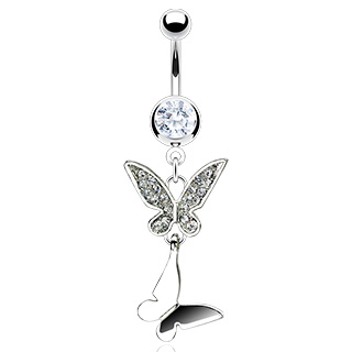 Piercing nombril papillon et son ombre