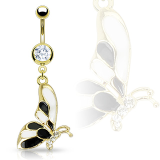 Piercing nombril papillon plaqu or