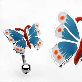 Piercing nombril papillon quadricolore