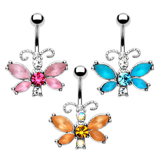 Piercing nombril papillon serti glac