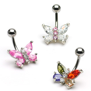 Piercing nombril papillon zircon