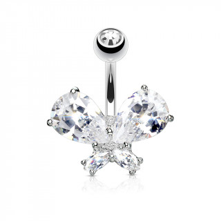 Piercing nombril papillon zirconium majestueux - clair