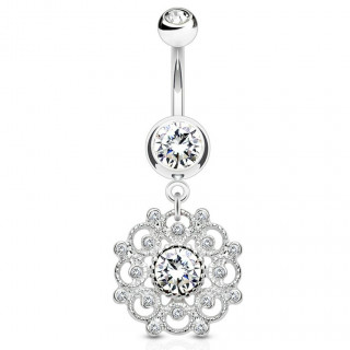 Piercing nombril pendentif arabesques vintage - Clair