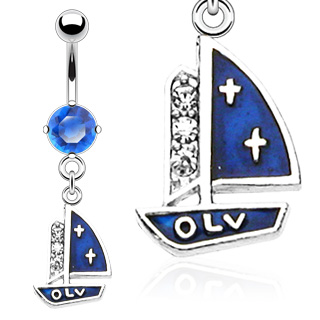 Piercing nombril pendentif bateau voilier