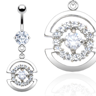 Piercing nombril pendentif bouclier serti