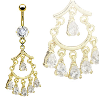 Piercing nombril pendentif chandelier serti