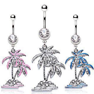 Piercing nombril pendentif cocotiers