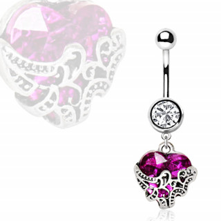 Piercing nombril pendentif coeur gourmand