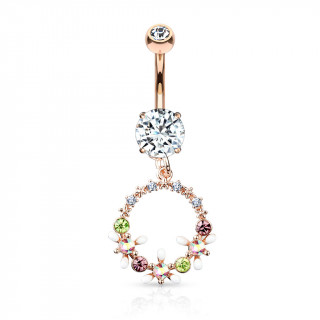 Piercing nombril à pendentif couronne de fleurs - Cuivré
