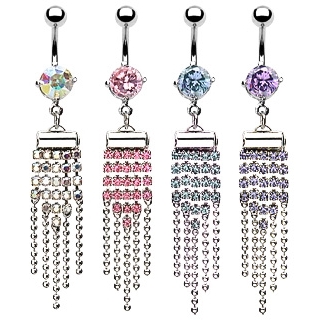 Piercing nombril pendentif de cha�nes serties