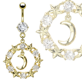 Piercing nombril pendentif en couronne d'�toiles