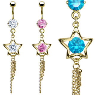 Piercing nombril pendentif �toile pierre ronde