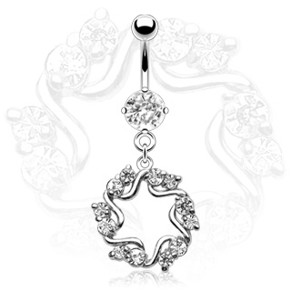 Piercing nombril pendentif �toile serti