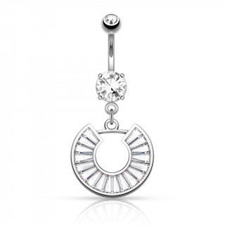 Piercing nombril pendentif fer  cheval strass