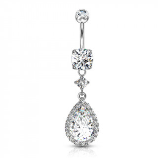 Piercing nombril  pendentif goutte pave de zirconiums