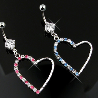 Piercing nombril pendentif grand coeur