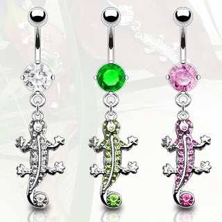 Piercing nombril pendentif lzard rampant