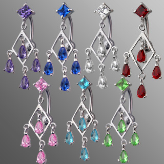 Piercing nombril pendentif losange