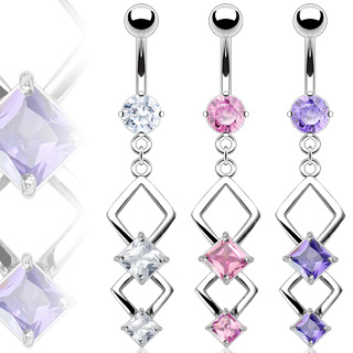 Piercing nombril pendentif lozanges