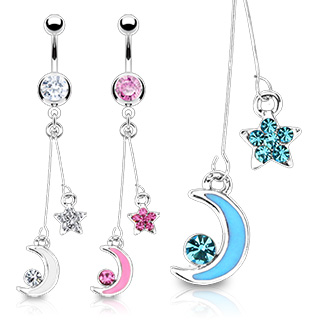 Piercing nombril pendentif lune toile