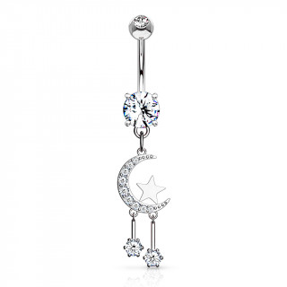 Piercing nombril pendentif lune  toiles suspendues