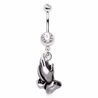 Piercing nombril pendentif mains en prire