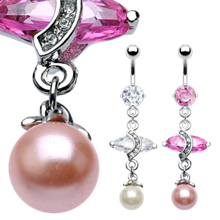 Piercing nombril pendentif Marquise pearl