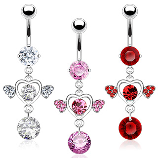 Piercing nombril pendentif multi-coeurs