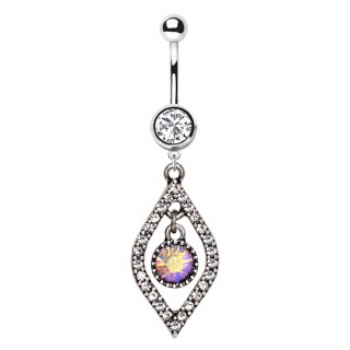 Piercing nombril pendentif oeil strass