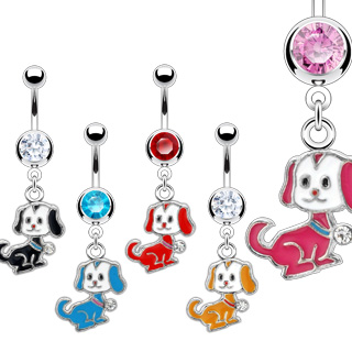 Piercing nombril pendentif petit chien  mdaille