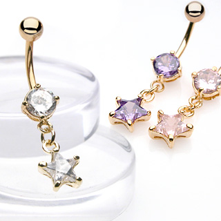 Piercing nombril pendentif pierre en étoile