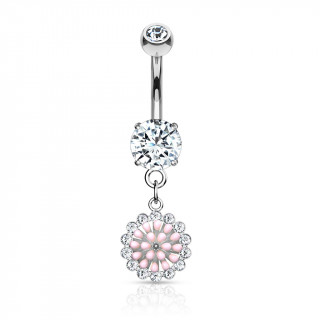 Piercing nombril  pendentif rosace emaille