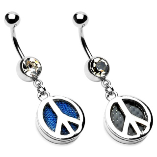 Piercing nombril pendentif signe de paix