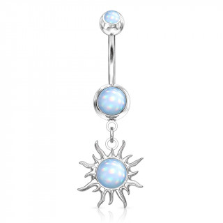 Piercing nombril pendentif soleil tribal  epoxy - Bleu aqua