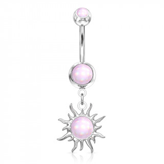 Piercing nombril pendentif soleil tribal  epoxy - Rose