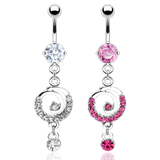 Piercing nombril pendentif spirale