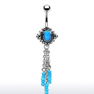 Piercing nombril pendentif turquoise