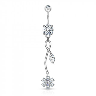 Piercing nombril pendentif vigne fleurie