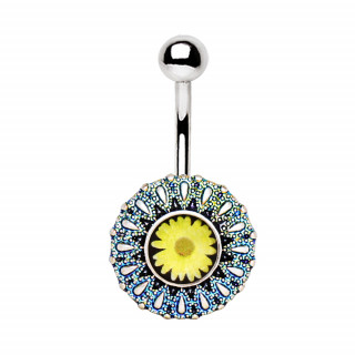 Piercing nombril pendentif vintage  fleur centrale