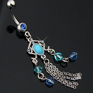 Piercing nombril pendentif vintage turquoise