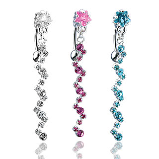 Piercing nombril invers� pendentif zigzag