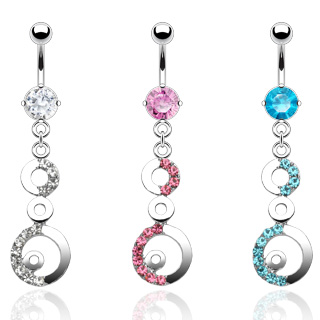Piercing nombril pendentifs anneaux pav�s de pierres