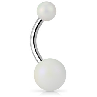 Piercing nombril à perles blanc mat