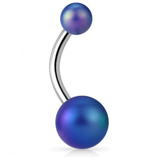 Piercing nombril  perles bleu mat
