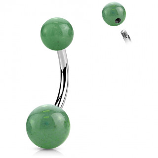 Piercing nombril  perles de Jade verte