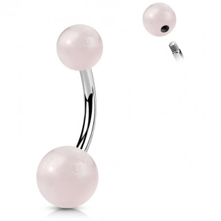 Piercing nombril  perles de Quartz Rose