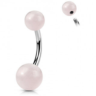 Piercing nombril à perles de Quartz Rose